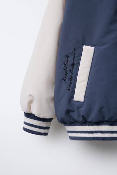 SNOOPY PEANUTS™ EMBROIDERED BOMBER JACKET - Ecru / Blue by Zara - Image 3