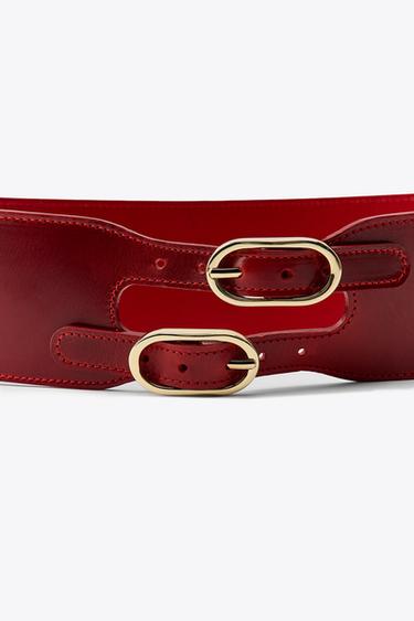 DOUBLE BUCKLE SASH BELT - Red by Zara - Image 3