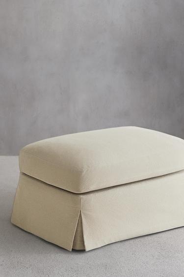 FOOTSTOOL 01 COTTON COVER - Brown / Taupe by Zara