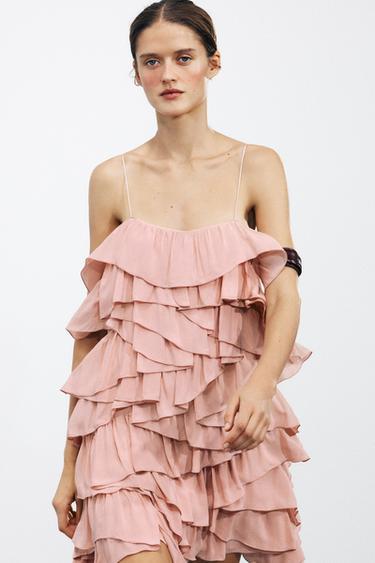 ROBE À VOLANTS ZW COLLECTION - Rose pâle de Zara - Image 1