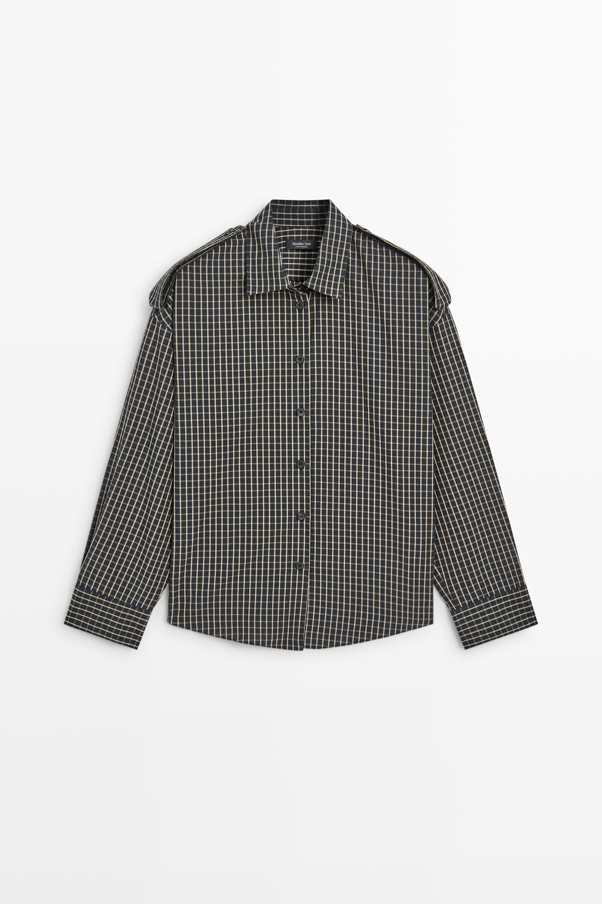 Chemise à carreaux détail épaules 100 % coton