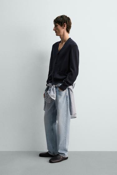 CARDIGAN COTON ET LIN - Bleu marine de Zara - Image 3
