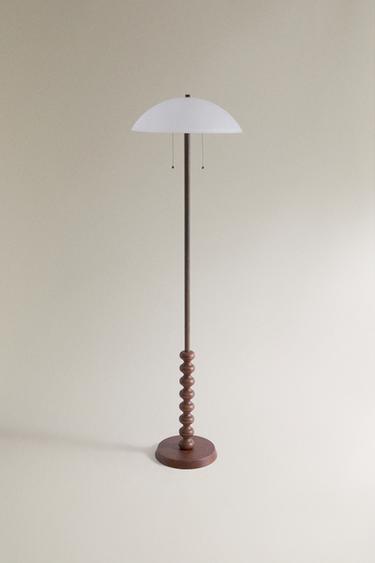 GLASS AND WOOD FLOOR LAMP - Multicoloured by Zara