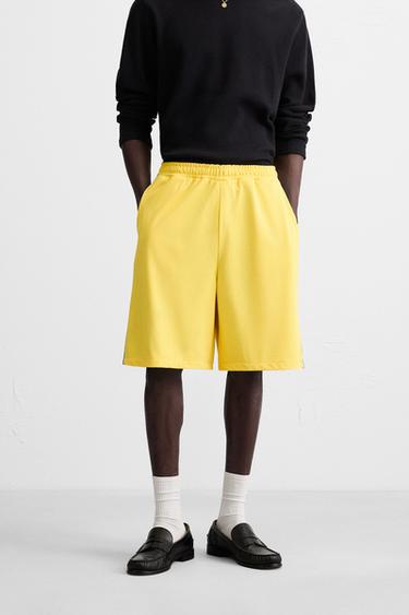 OPEN KNIT TEXTURED TECHNICAL BERMUDA SHORTS - Yellow by Zara - Image 1