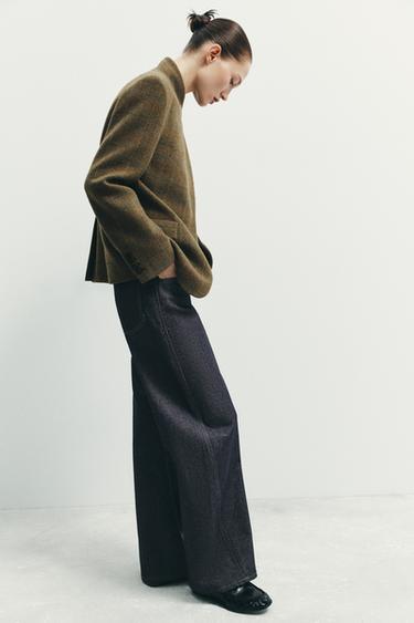 ZW COLLECTION CHECK WOOL BLEND BLAZER - camel by Zara