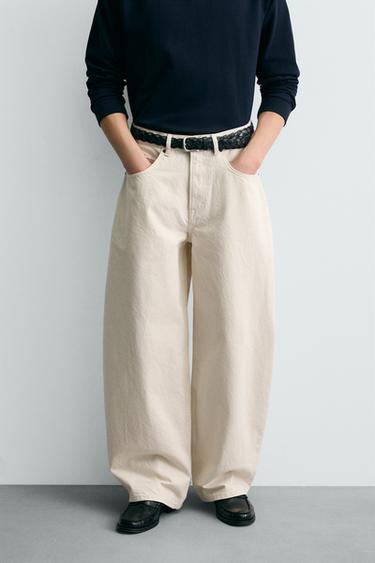 Zara 燈籠版牛仔褲 - 裸色