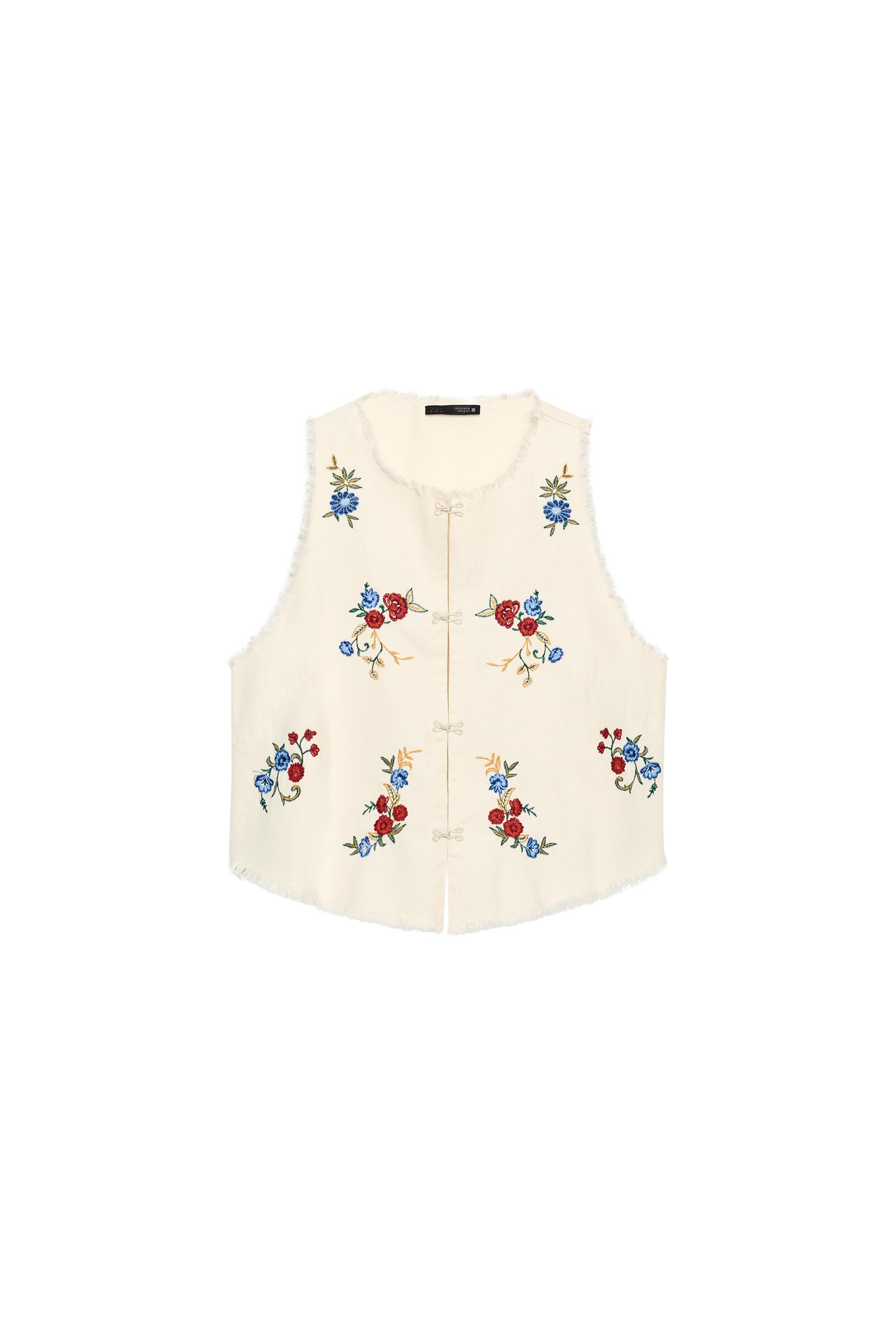 EMBROIDERED VEST TOP - Ecru | ZARA United States