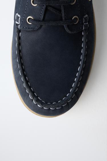 LEATHER DECK SHOES - Navy Blue by Zara - Image 5