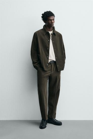 SOBRECAMISA PANA BOLSILLOS - Verde oscuro de Zara - Imagen 0