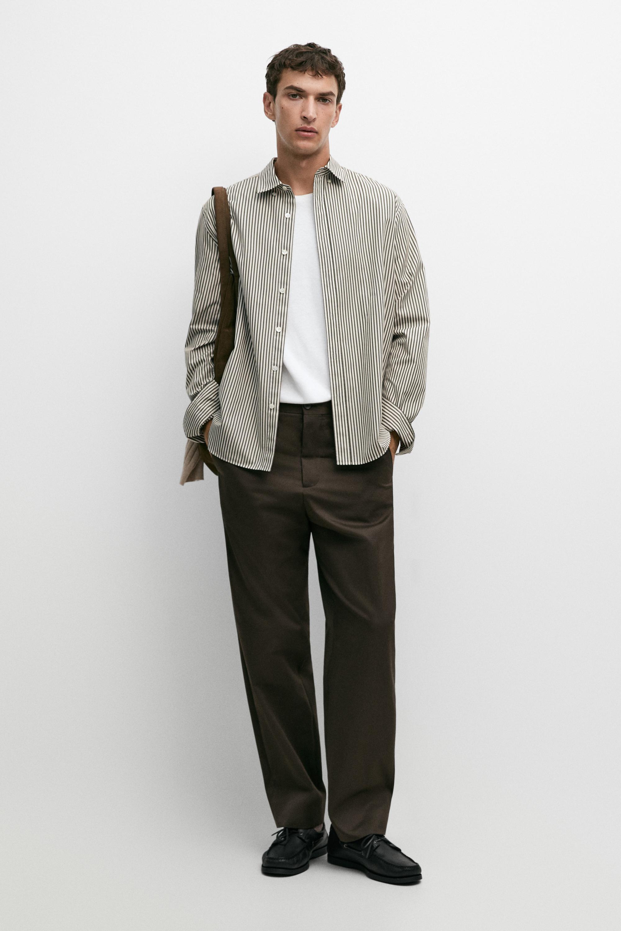 Regular fit striped poplin shirt
