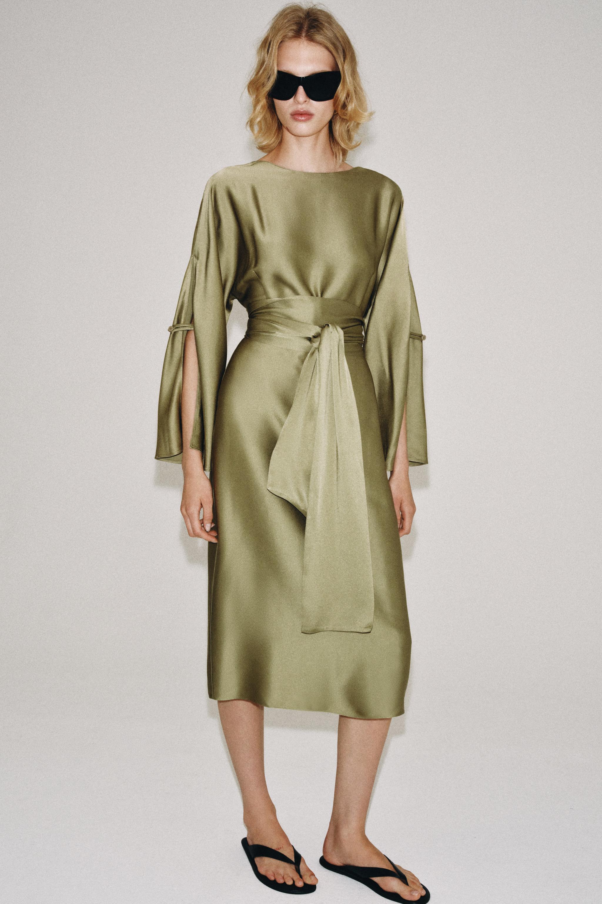 Женские платья Zara ZW COLLECTION SATIN EFFECT MIDI DRESS — фото 4