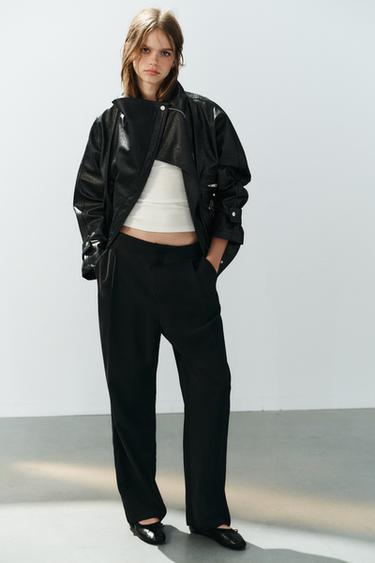 Zara FLUID PLEATED TROUSERS - Black