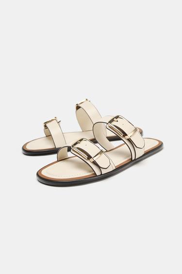 DOUBLE-STRAP BUCKLE SANDALS - Ecru White by Zara - Image 2