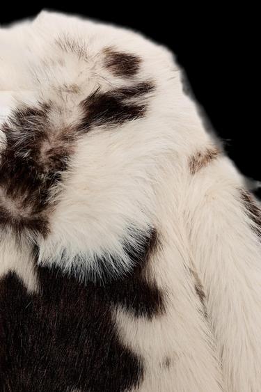 JACKE AUS KUNSTFELL MIT ANIMALPRINT - Braun/ Weiss von Zara