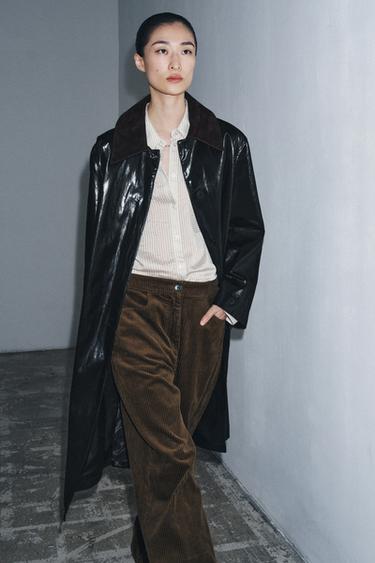 YALTIROQ YOQALI KONTRAST TRENCH PALTO ZW COLLECTION LIMITED EDITION - Qora Zara tomonidan