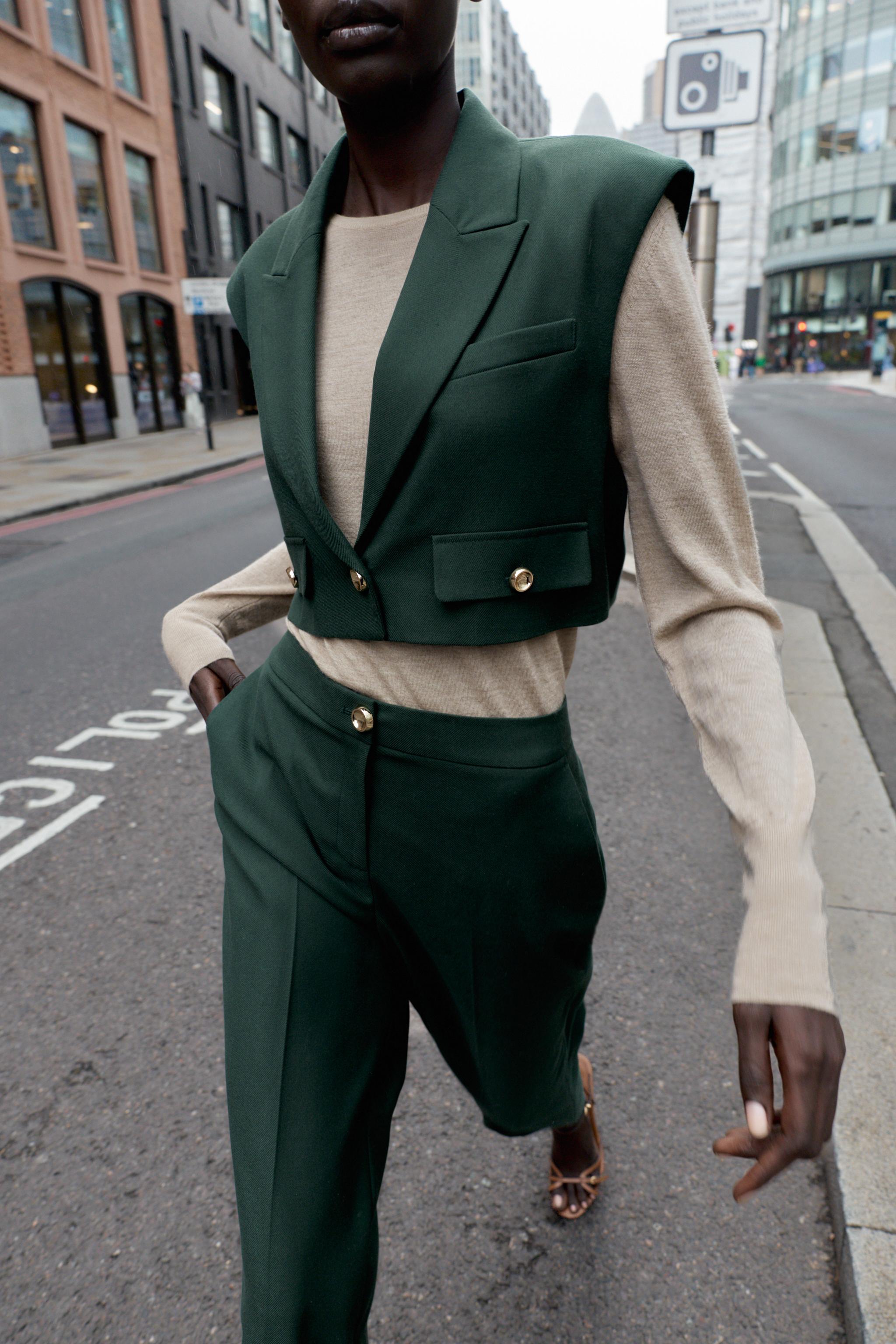 タグ付き★ザラ ジャガードクロスオーバーフロントブレザー Sサイズ カーキ ZARA オーバーサイズブレザー カーキ Sサイズ - メルカリ