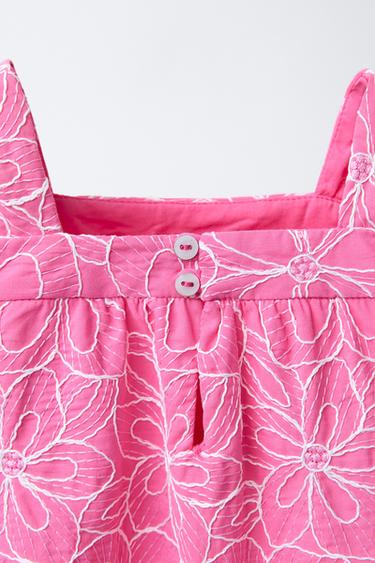 ROBE BRODÉE DE FLEURS - Fuchsia de Zara - Image 3