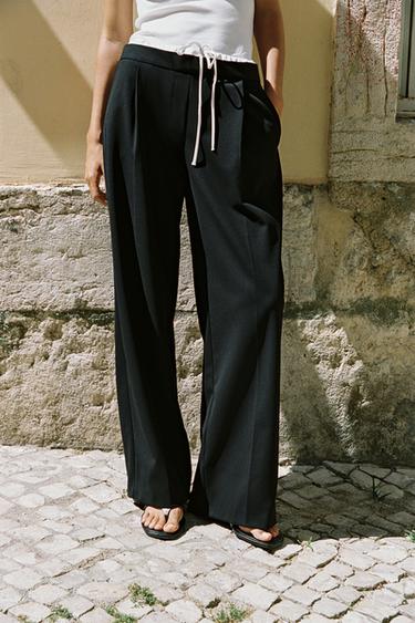 БРЮКИ WIDE LEG С ДВОЙНЫМ ПОЯСОМ — ЧЕРНЫЙ от Zara