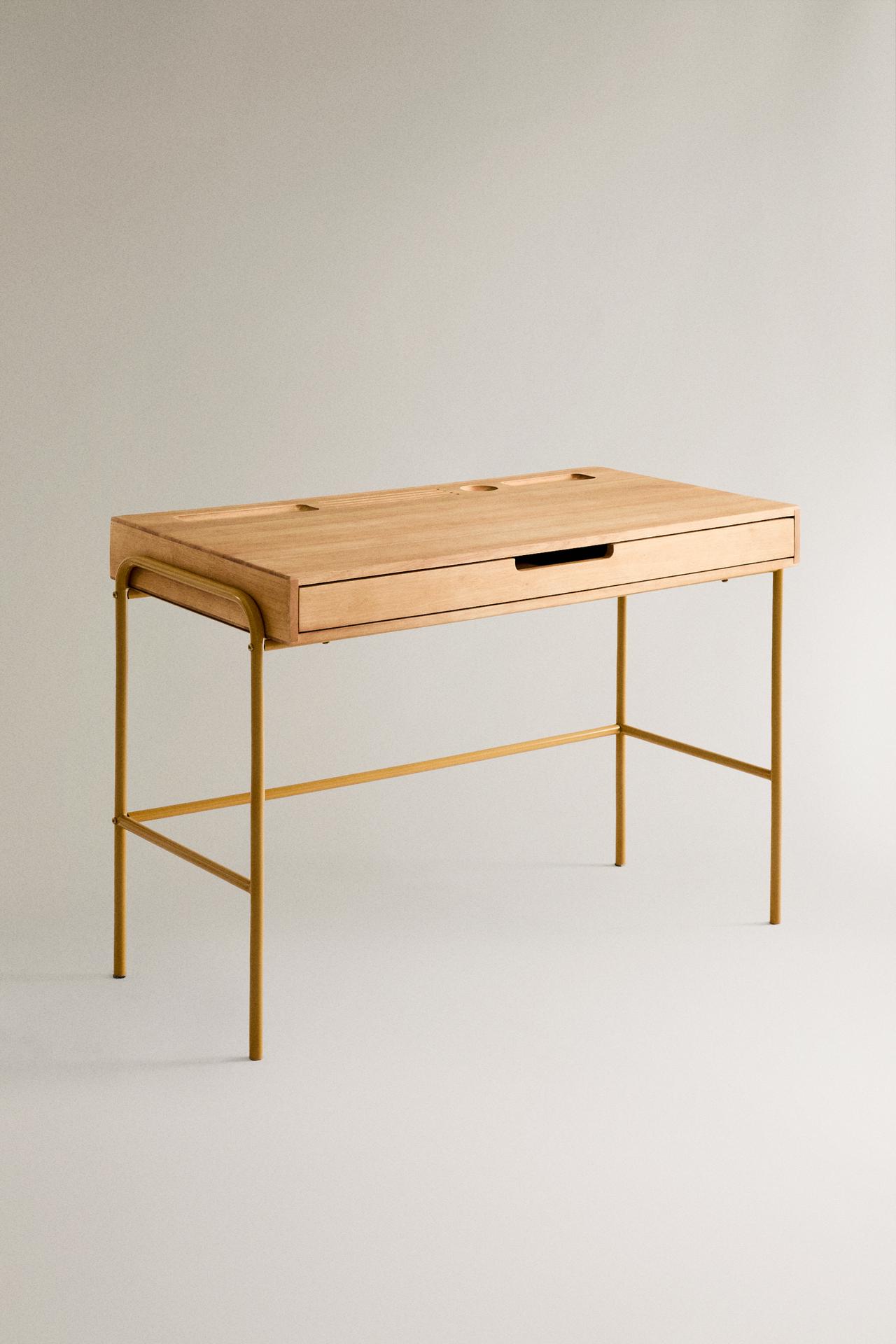 KIDS' WOODEN DESK — Mustard