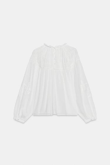 CHEMISE ROMANTIQUE NID D'ABEILLE - Blanc de Zara - Image 7