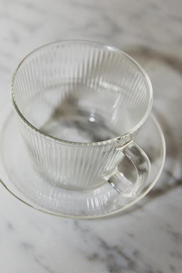 BOROSILICATE GLASS TEACUP AND SAUCER - Transparent by Zara