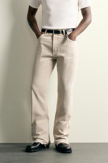 JEANS BOCA DE SINO COM EFEITO RESPINGOS - Torrado-claro da Zara