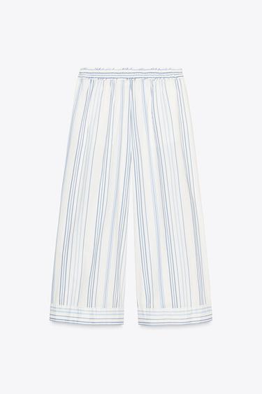 PANTALON POPELINE RAYURES ÉDITION LIMITÉE - Bleu / Blanc de Zara - Image 6