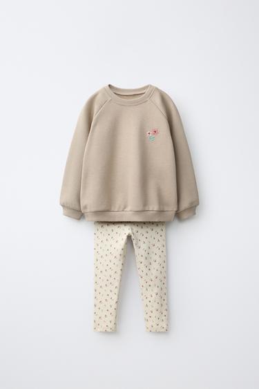 CONJUNT DESSUADORA I LEGGINGS CANALÉ ESTAMPAT CORS - Cru de Zara
