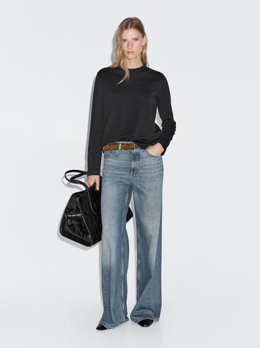 Camiseta manga larga interlock 100% algodón - Negro de Zara - Imagen 0