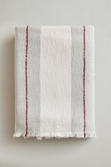 COUVERTURE COTON LIN RAYURES - Gris de Zara - Image 4