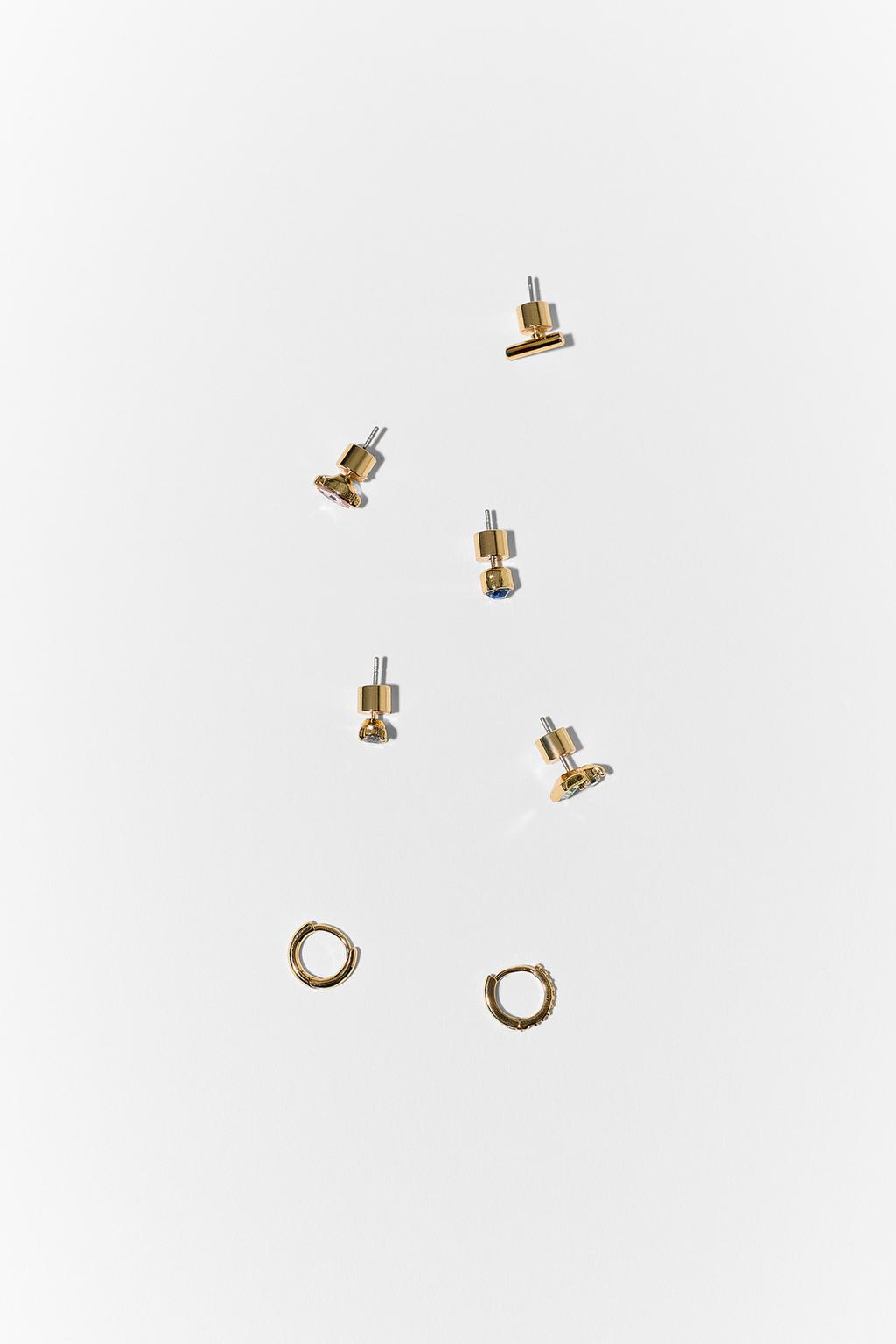 PACK OF 7 MINI RHINESTONE HOOP EARRINGS