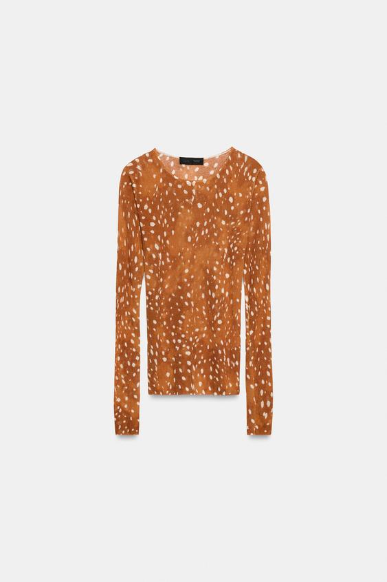 TOP EN MAILLE À IMPRIMÉ ANIMALIER - unique de Zara - Image 5