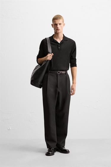RELAXED FIT PLEATED TROUSERS - Black by Zara