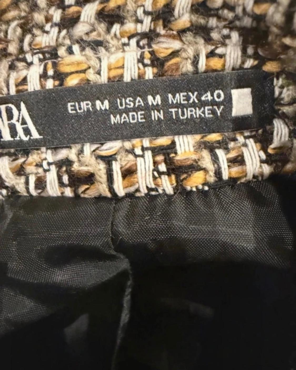ZARA TEXTURED TWEED ZIP JACKET MULTICOLOUR SIZE M - Image 4