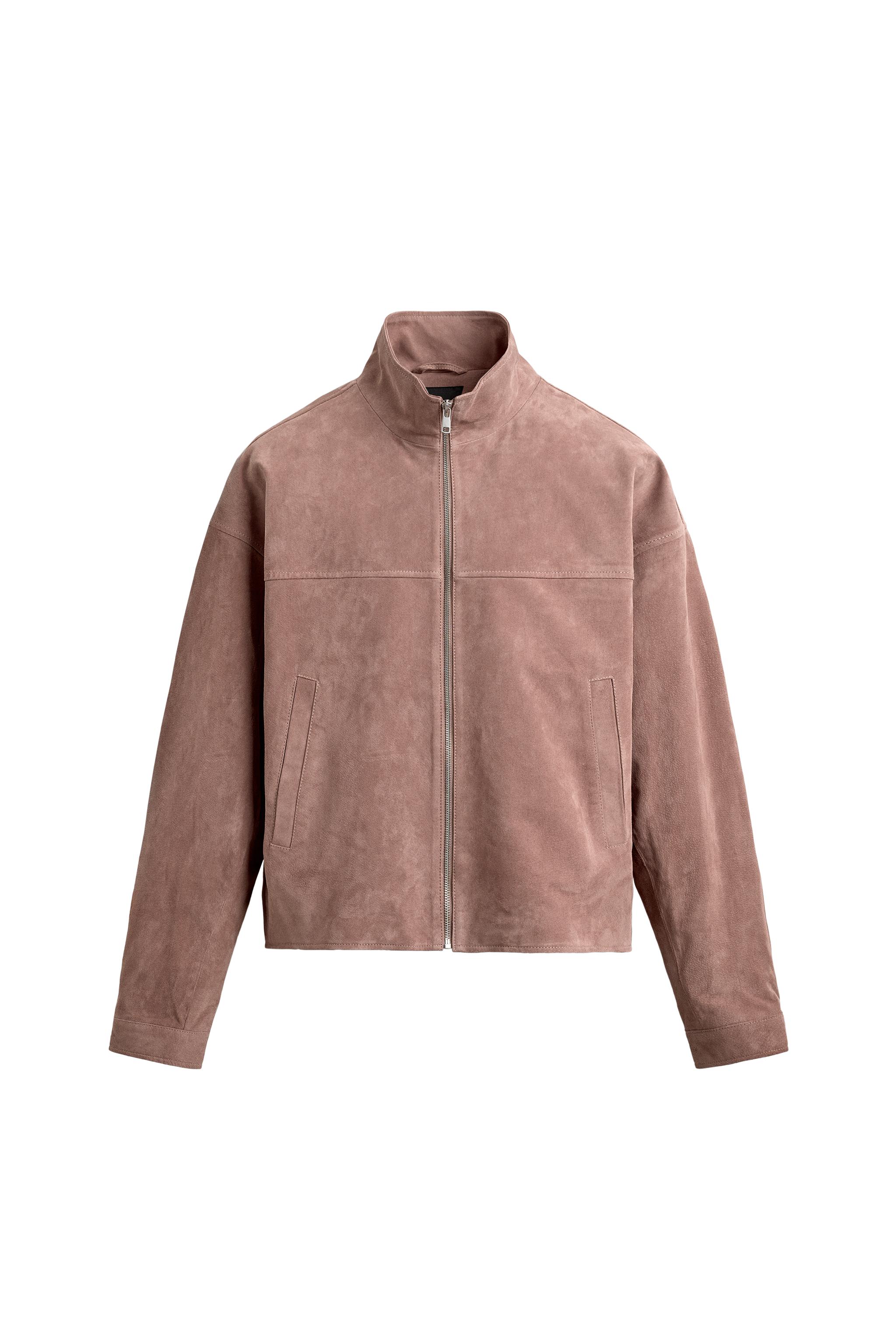 CROPPED FIT LEATHER SPLIT SUEDE JACKET