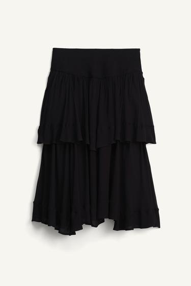 JUPE MI-LONGUE À VOLANTS ÉDITION LIMITÉE - Noir de Zara - Image 6