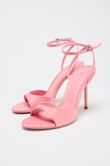 SATIN STILETTO HEEL SANDALS - Pink by Zara - Image 4