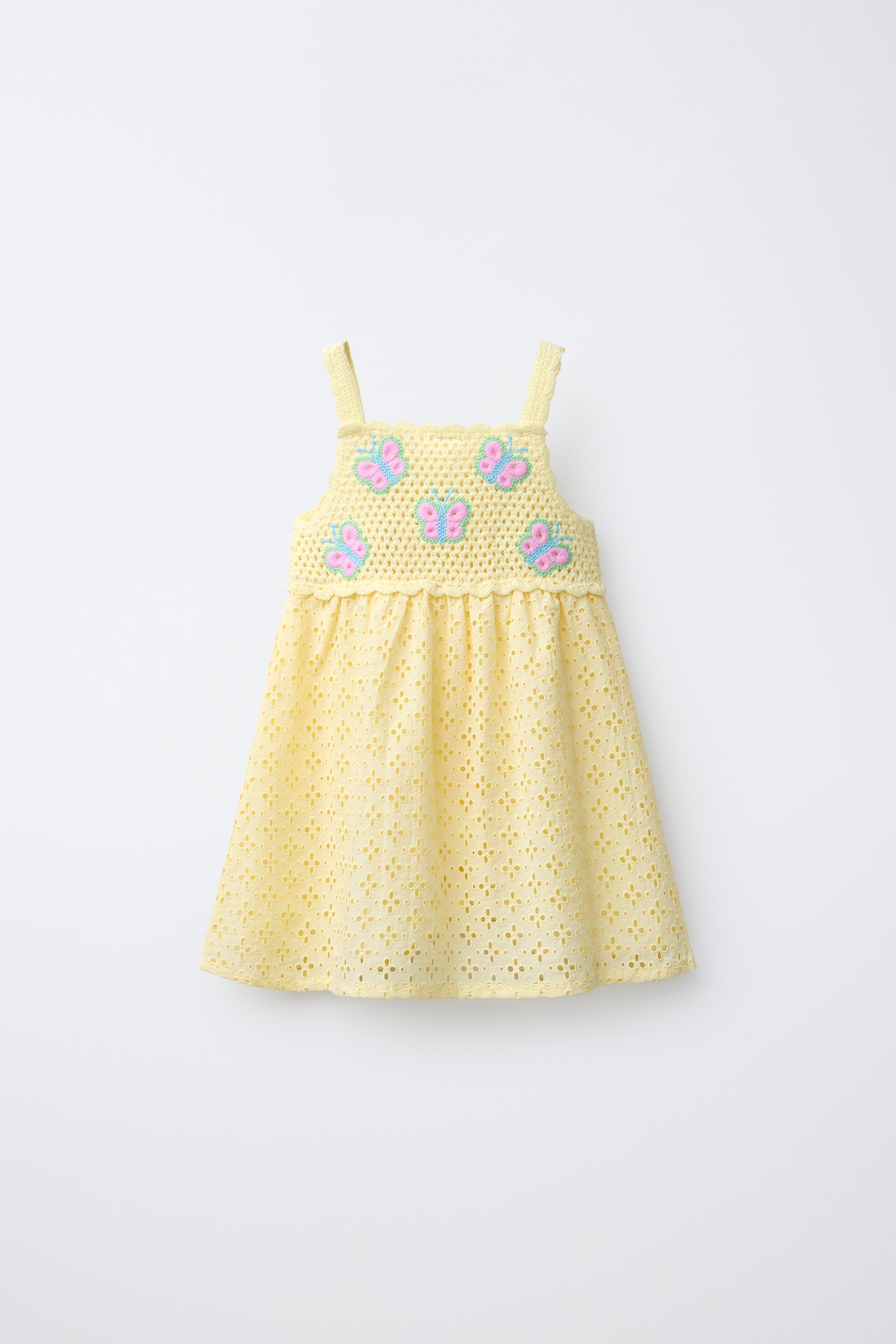 CROCHET BUTTERFLY COMBINATION DRESS - Light yellow | ZARA United States