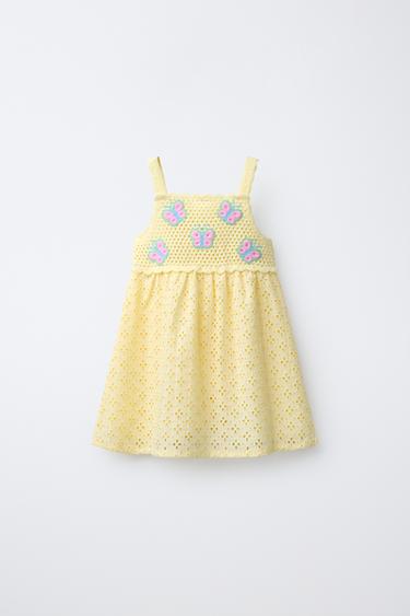 CROCHET BUTTERFLY DRESS - Light yellow by Zara - Image 1