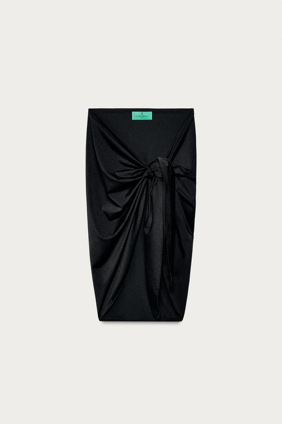 Zara PLAIN POLYAMIDE BLEND PAREO MARISA BERENSON X ZARA - Black - Image 0