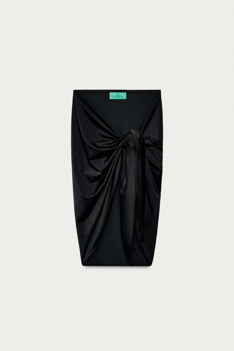 PLAIN POLYAMIDE BLEND PAREO MARISA BERENSON X ZARA — Black