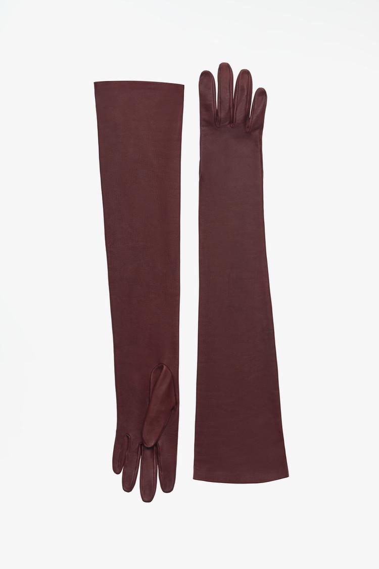 LIMITED EDITION 100% LEATHER LONG GLOVES — Maroon