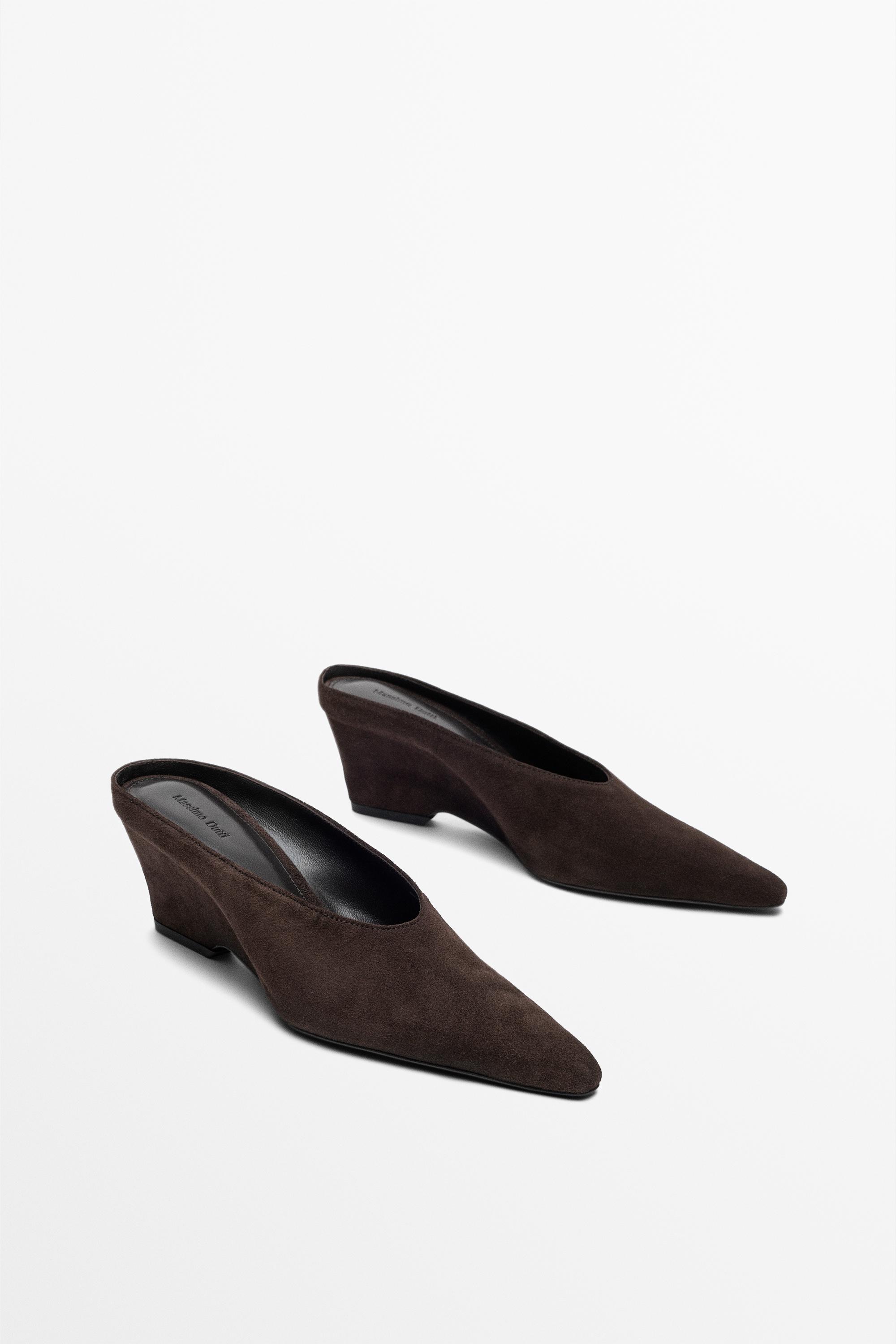 Leather slingback heel shoe