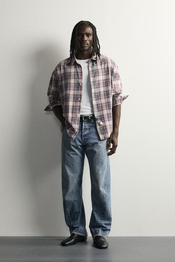RELAXED FIT CHECK SHIRT - Grey marl by Zara - Image 0