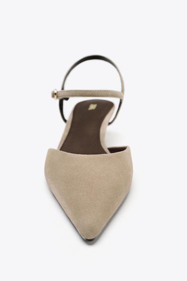 SUEDE KITTEN-HEEL SLINGBACKS - Sand Brown by Zara - Image 3