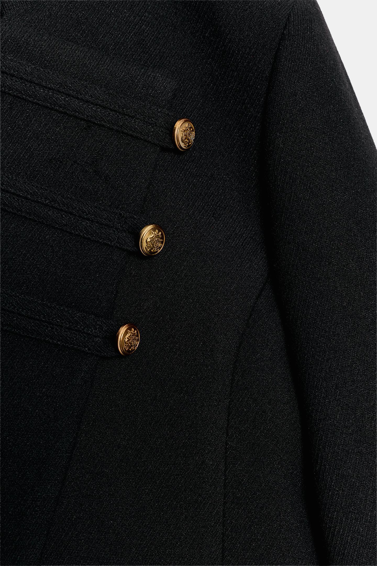 Женская куртка Zara Cropped Double-Breasted, цвет: Чёрный — фото 9