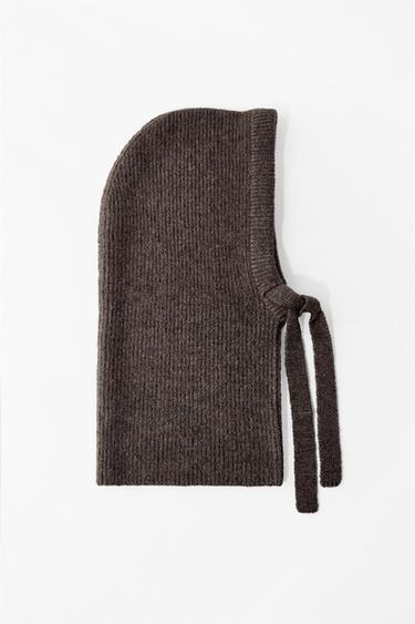 RIBBED KNIT HOOD - Taupe grey by Zara