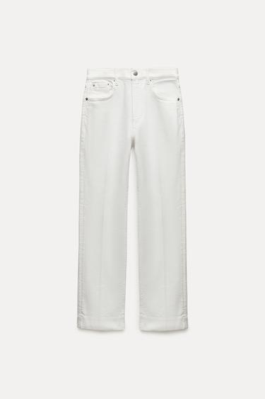 JEANS ZW COLLECTION BOOTCUT DE CINTURA ALTA CROPPED - Branco da Zara