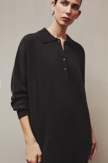 ROBE EN CACHEMIRE - Marron foncé de Zara - Image 4