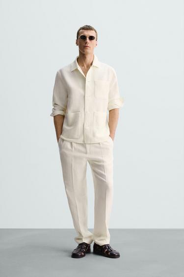 SOBRECAMISA ESPIGA LINO - LANA LIMITED EDITION - Blanco roto de Zara - Imagen 0